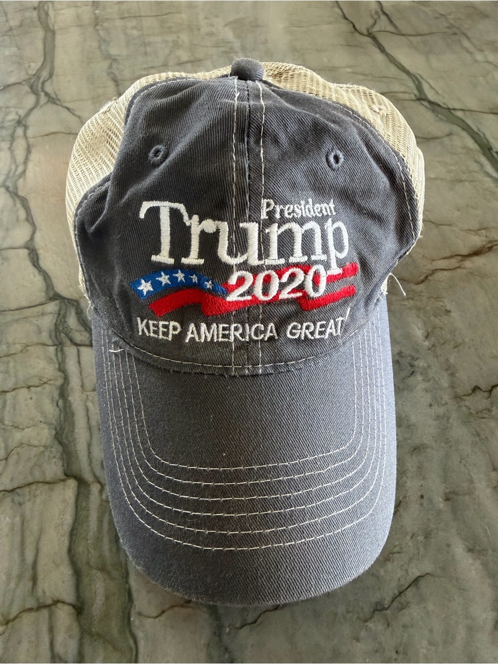 Trump 2020 Keep America Great Embroidered Gray Trucker Hat